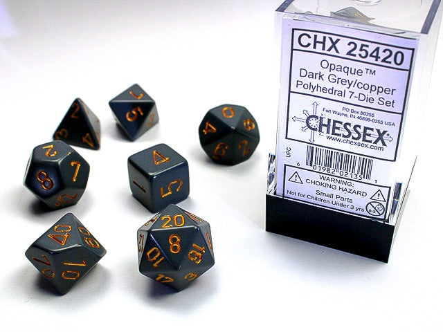 Chessex Polyhedral 7-Die Set Opaque Dark Grey/Copper