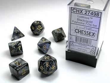 Chessex Polyhedral 7-Die Set Lustrous Black/Gold