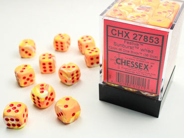 Chessex 12mm D6 Dice Block Festive Sunburst/Red