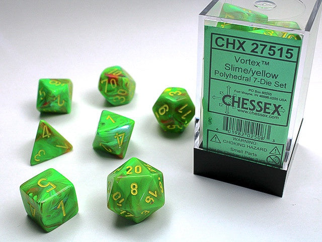 Chessex Polyhedral 7-Die Set Vortex Slime/Yellow