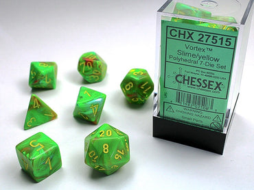 Chessex Polyhedral 7-Die Set Vortex Slime/Yellow
