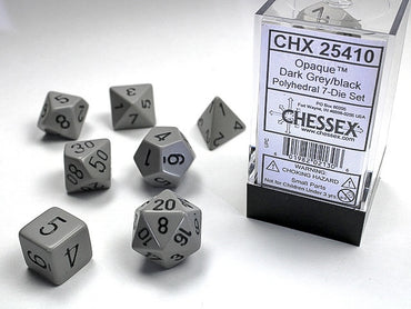 Chessex Polyhedral 7-Die Set Opaque Dark Grey/Black