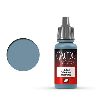 Vallejo Game Colour Steel Grey 17 ml Acrylic Paint [72102] - Old Formulation