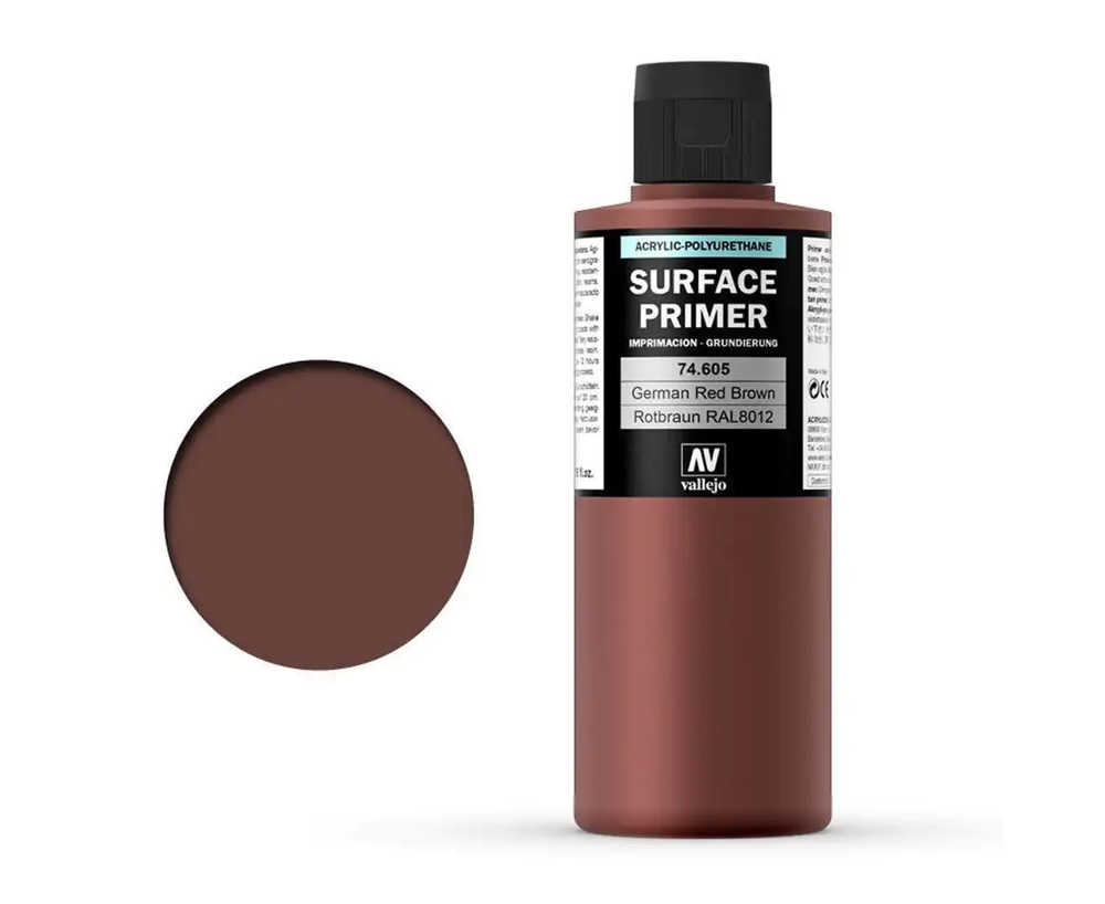 Vallejo Surface Primer Color German Red Brown Base 200 ml [74605]