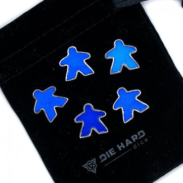 DHD Metal Meeples: Platinum Sapphire Set of 5 with bag