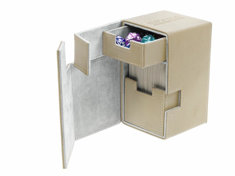 Deck Box Ultimate Guard Flip n Tray Deck Case 100+ Standard Size XenoSkin Sand