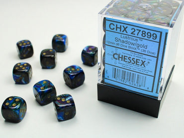 Chessex 12mm D6 Dice Block Lustrous Shadow/Gold