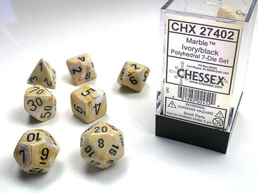 Chessex Polyhedral 7-Die Set Marble Ivory/Black