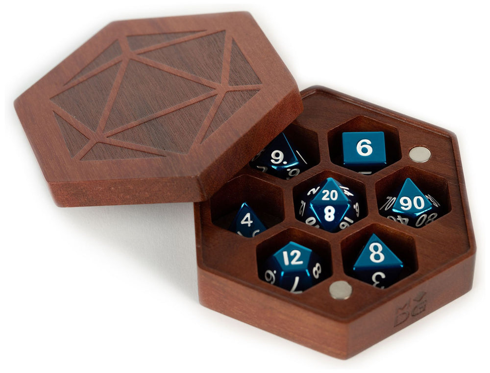 MDG Premium Wood Hexagon Dice Case - Purple Heart