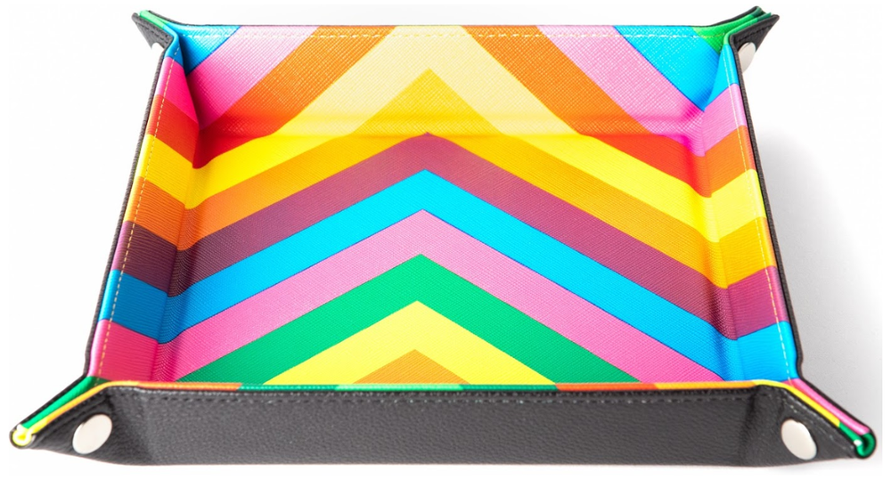 MDG Velvet Folding Dice Tray with Leather Backing - Rainbow