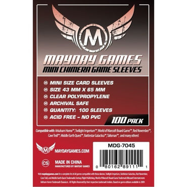 Mayday - Mini Chimera Game Sleeves (Pack of 100) - 43 MM X 65 MM (Red)