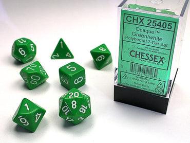 Chessex Polyhedral 7-Die Set Opaque Green/White