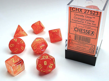 Chessex Polyhedral 7-Die Set Ghostly Glow Orange/Yellow
