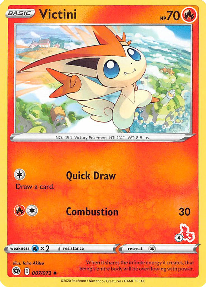 Victini (007/073) (Cinderace Stamp #4) [Battle Academy 2022]