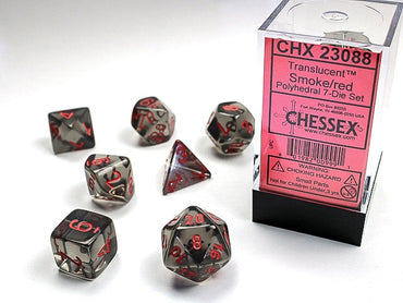 Chessex Polyhedral 7-Die Set Translucent Smoke/Red