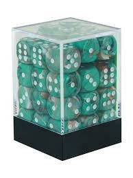 D6 Dice Marble 12mm Oxi-Copper/White (36 Dice in Display)