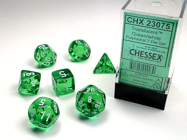 Chessex Polyhedral 7-Die Set Translucent Green/White