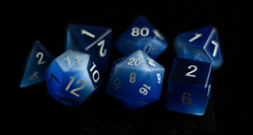 MDG 16mm Polyhedral Dice Set: Cat's Eye Frosted Blue