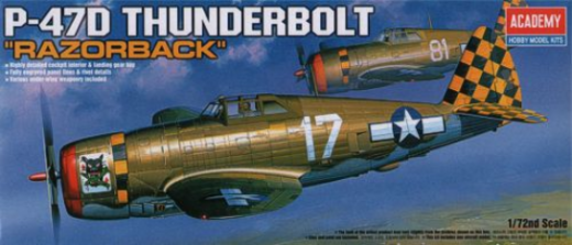 Academy 1/72 P-47D Thunderbolt Razorback 12492 Plastic Model Kit