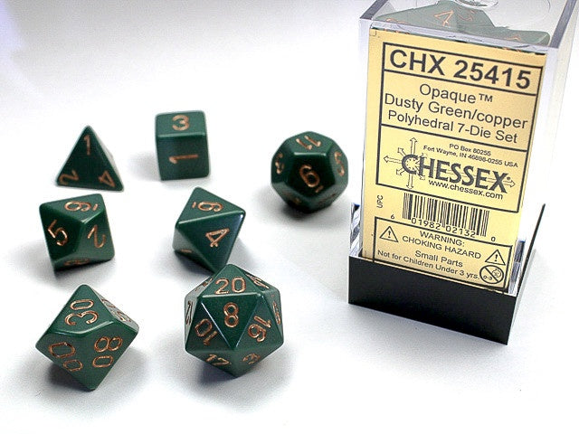Chessex Polyhedral 7-Die Set Opaque Dusty Green/Copper