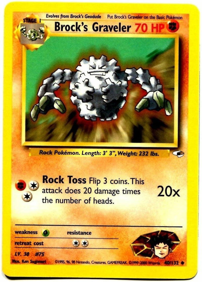 1995 graveler pokemon card Brock's Graveler (40/132) [Gym Heroes Unlimited]