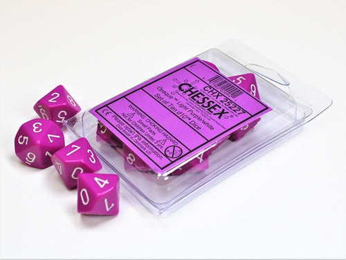 CHX Opaque purple/white Set of ten d10s