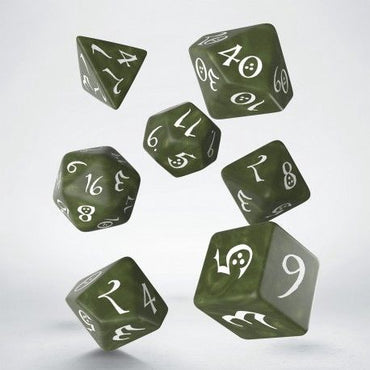 Q Workshop Classic RPG Olive & White Dice Set 7