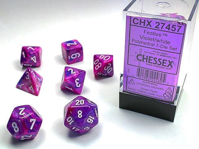 Chessex Polyhedral 7-Die Set Festive Violet/White