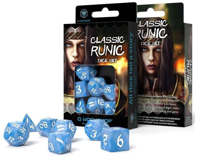 Classic Runic Dice Set - Glacier and White (set of 7)