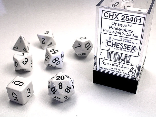 Chessex Polyhedral 7-Die Set Opaque White/Black