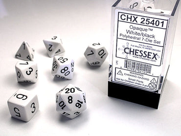 Chessex Polyhedral 7-Die Set Opaque White/Black
