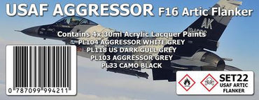 Set22 USAF AGGRESSOR : F16 ARTIC FLANKER COLOUR SET