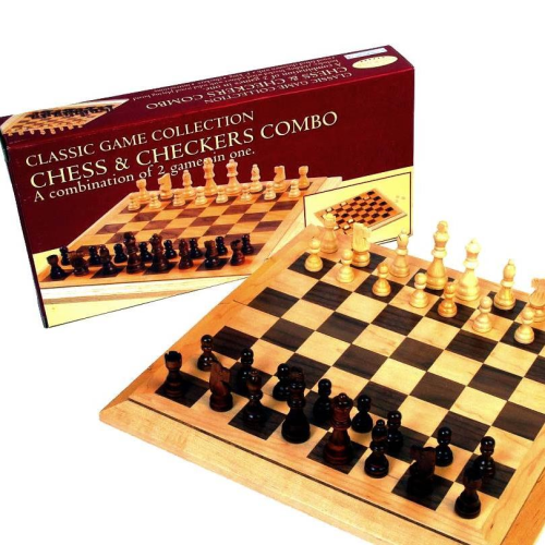 Chess & Checkers 16'' Set with Bevel Edge