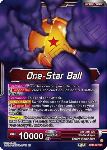 One-Star Ball // Syn Shenron, Despair Made Manifest (BT18-002) [Dawn of the Z-Legends Prerelease Promos]