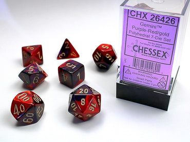 Chessex Polyhedral 7-Die Set Gemini Purple-Red/Gold