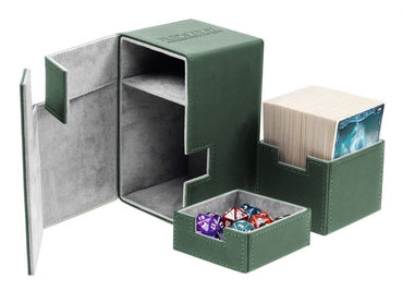 Deck Box Ultimate Guard Flip n Tray Deck Case 100+ Standard Size XenoSkin Green