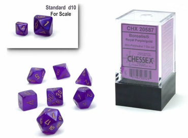 Chessex Borealis Mini Royal Purple/Gold Luminary 7-Die Set