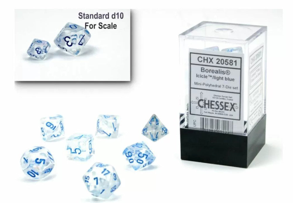 Chessex Borealis Mini Icicle/Light Blue Luminary 7-Die Set