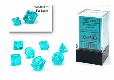 Chessex  Translucent Mini Teal/White 7-Die Set