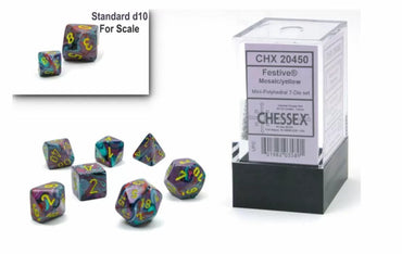 Chessex Festive Mini Mosaic/Yellow 7-Die Set