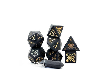 Level Up Dice - Gold Ionized Obsidian Snowflake