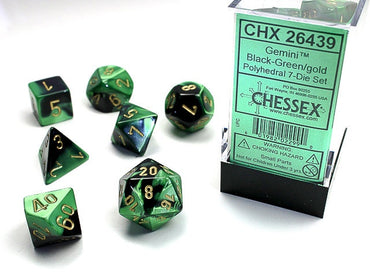 Chessex Polyhedral 7-Die Set Gemini Black-Green/Gold
