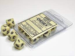CHX Opaque Ivory/Black Set of ten d10s