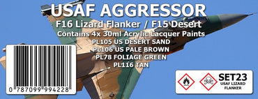 Set23 USAF AGGRESSOR : F16 LIZARD FLANKER / F15 DESERT COLOUR SET