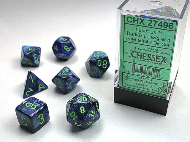 Chessex Polyhedral 7-Die Set Lustrous Dark Blue/Green