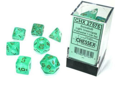 Chessex Polyhedral 7-Die Set Borealis Luminary Light Green/Gold