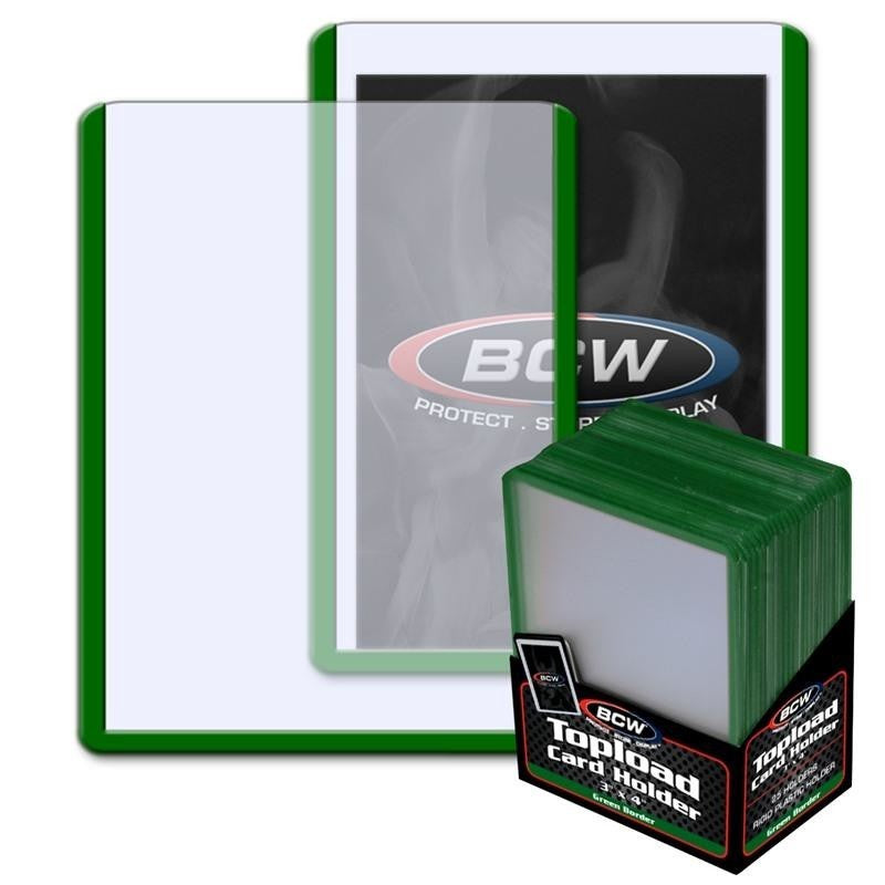 BCW Toploader Card Holder Border Green (3" x 4") (25 Holders Per Pack)