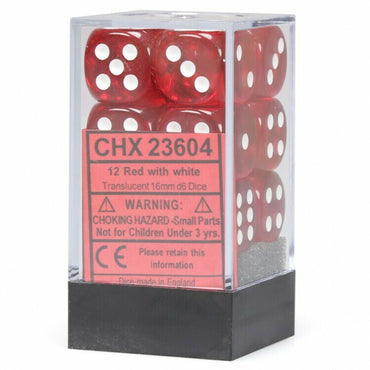 CHX  Translucent 16mm d6 Red/White Block (12)