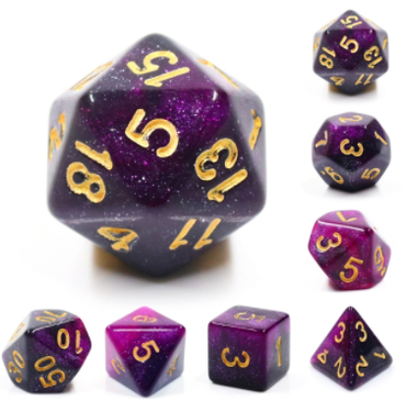 RPG DICE 7 Set - Purple Galaxy