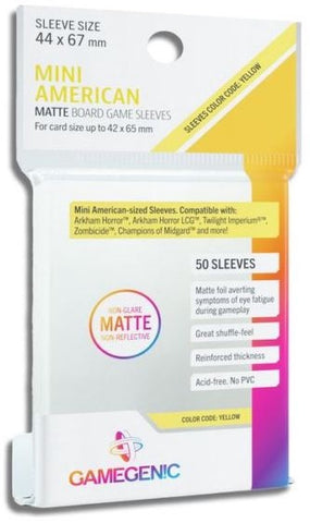 Gamegenic Matte Board Game Sleeves - Mini American Sized (44mm x 67mm) (50 Sleeves Per Pack)